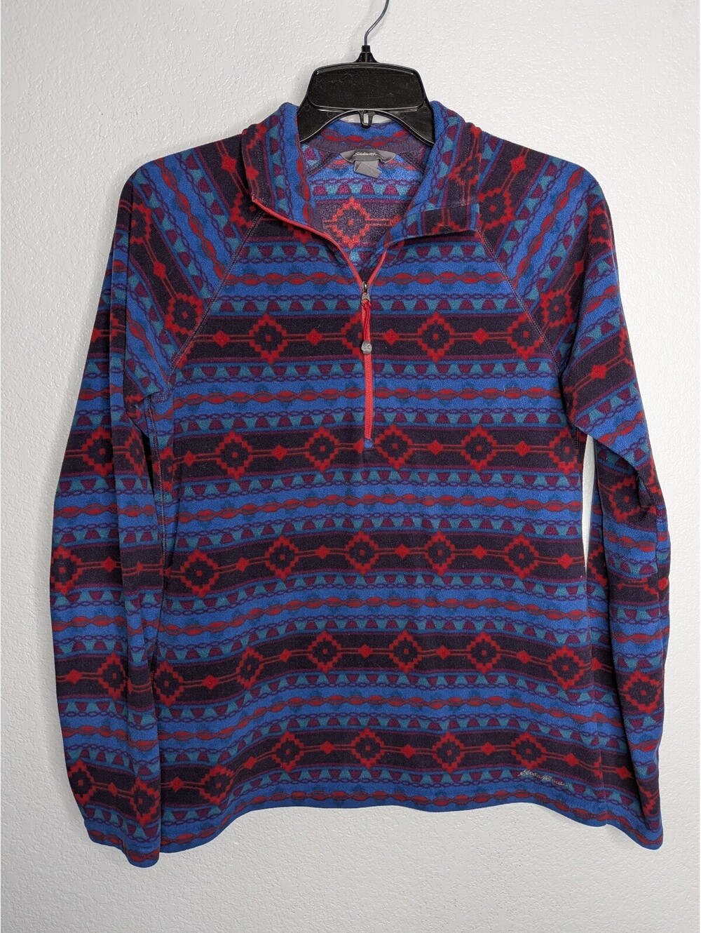 Eddie Bauer Women’s Patterned Quarter Zip Fleece Pullover Size S